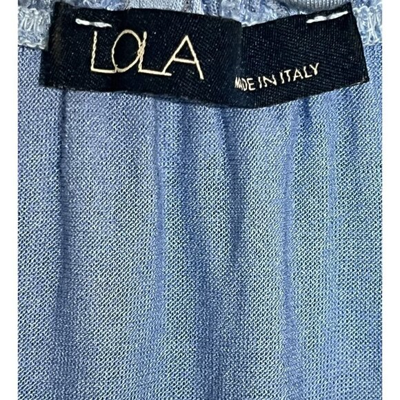 LOLA Blue Silk Lace Long Sleeve Blouse Top - Made in Italy - Picture 6 of 7